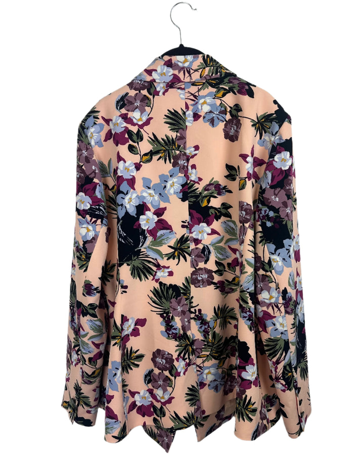 Peach Floral Print Blazer - Size 2X