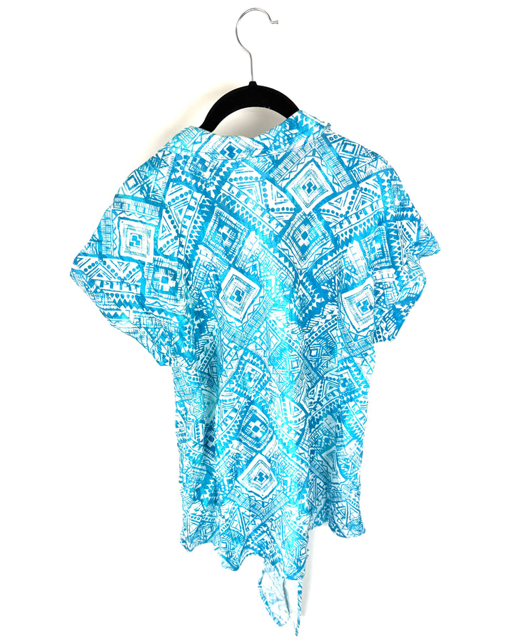 Blue Abstract Print Top - Size 6/8