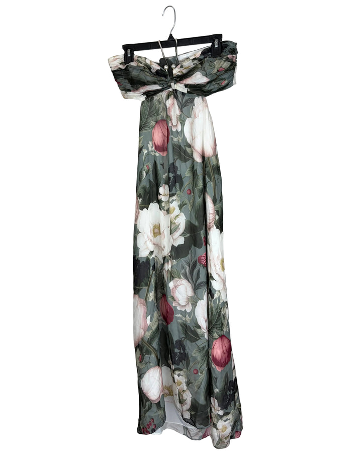 Sage Floral Halter Dress - Size 6/8
