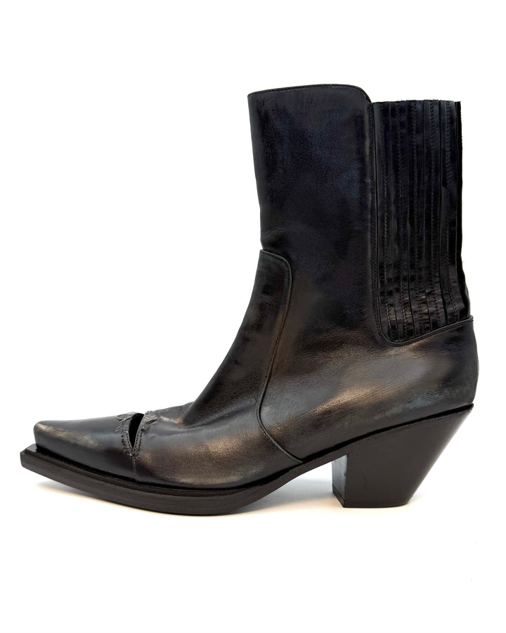 Black Toe Slit Booties - Size 41