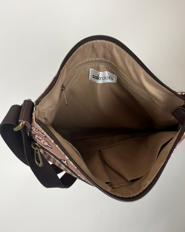Brown Patterned Crossbody Bag