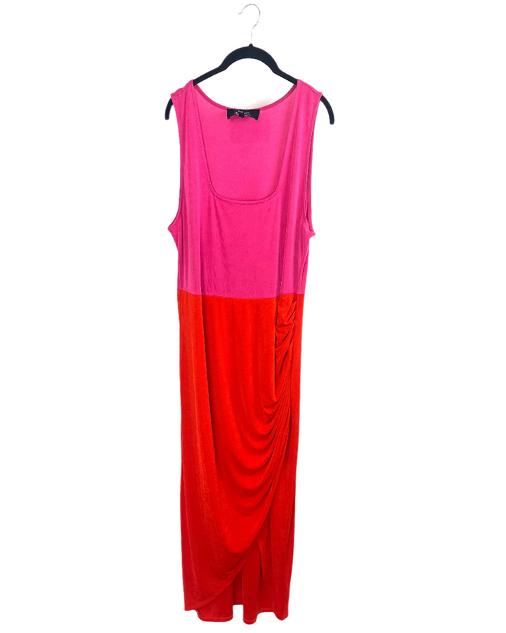 Bright Pink & Orange Tank Top Dress - 2X
