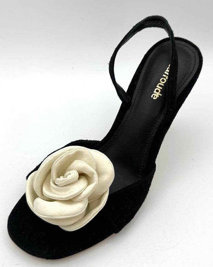 Black and White Rose Heels - Size 6 and 7