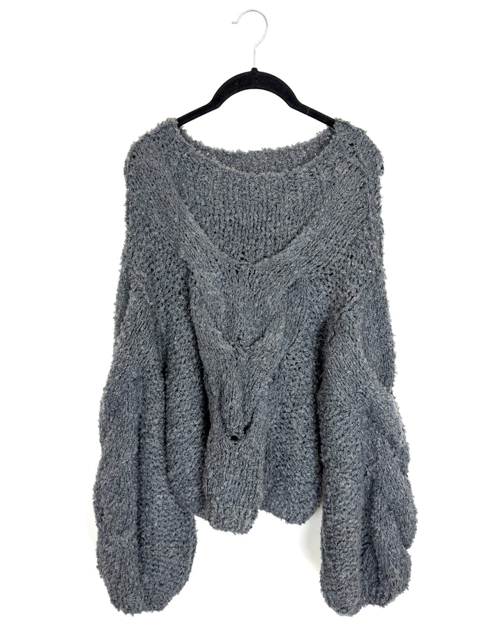 Dark Gray Open Knit Sweater - Size 6/8