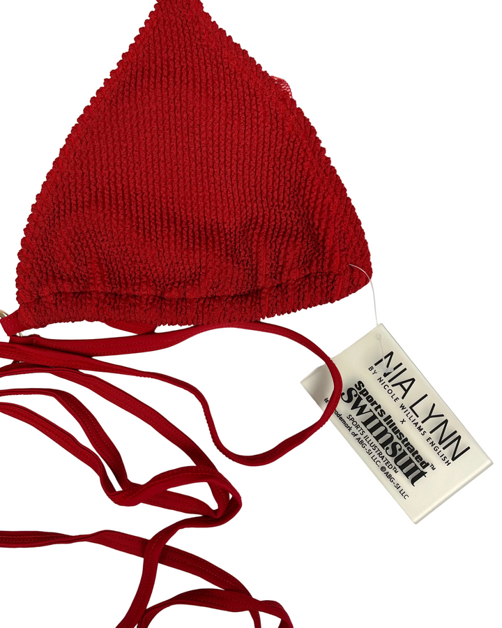Red Textured Strappy Bikini Top - M, L, XL