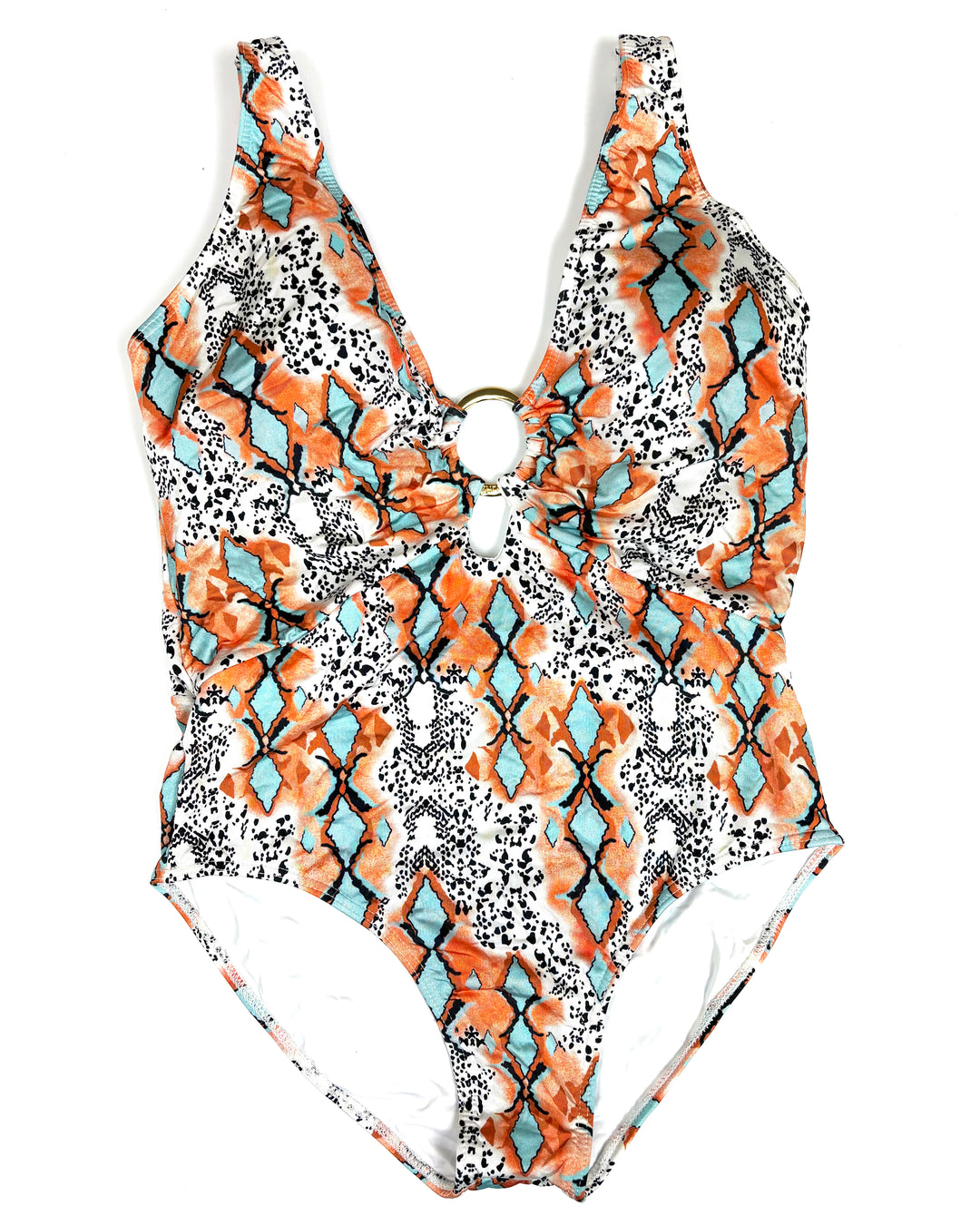 Orange Animal Print V-Neck One Piece Swimsuit - Size 4/6