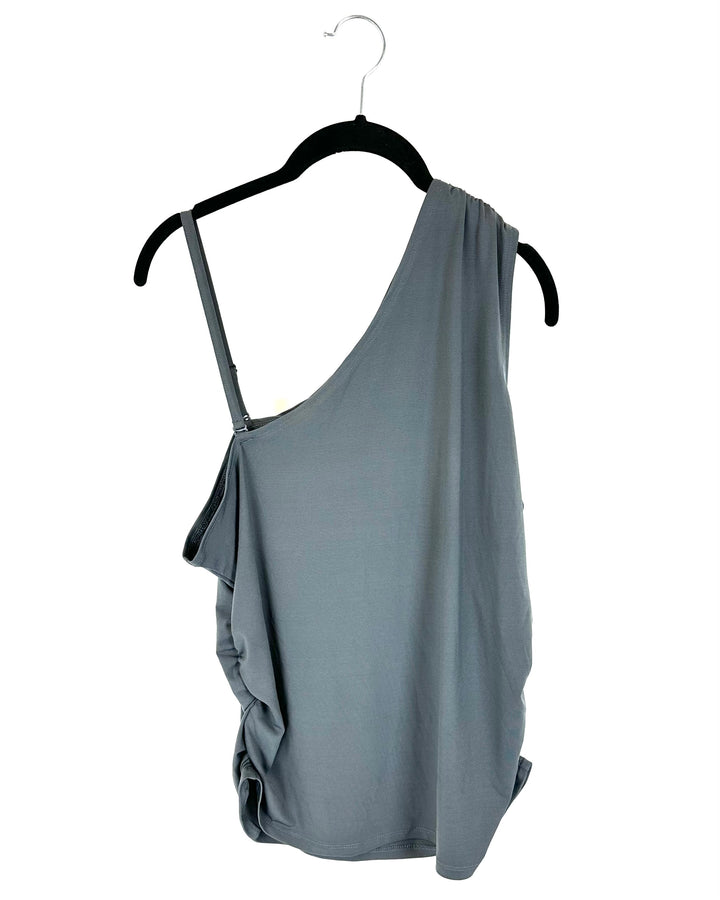 Gray Asymmetrical One Shoulder Top - Size 8/10 and 16/18