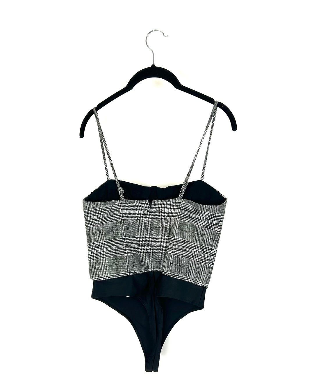 Gray Plaid Corset Bodysuit - Size 2