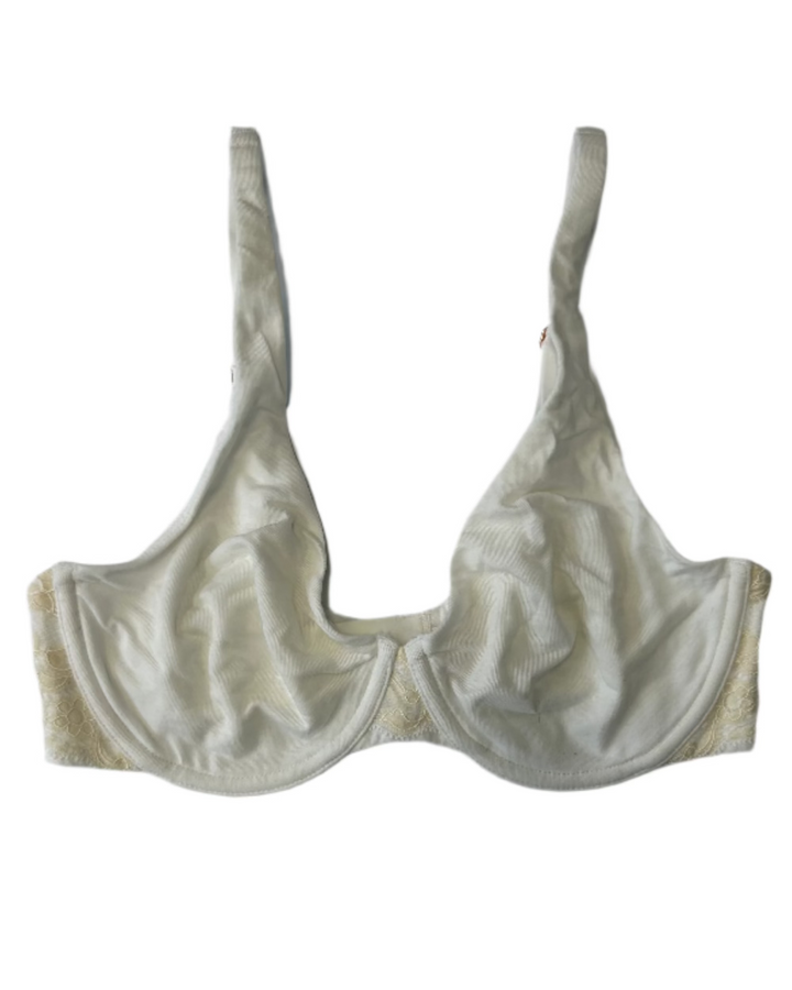 White Lingerie Bralette With Cream Lace Detail - 34C