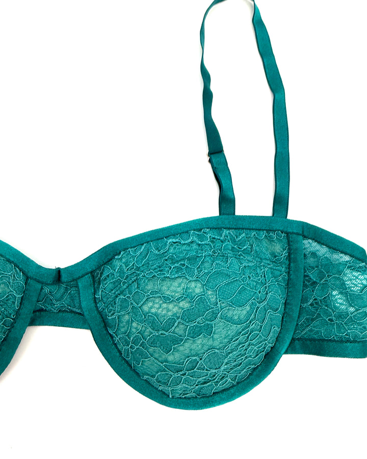 Dark Teal Lace Underwire Bra - A Cup