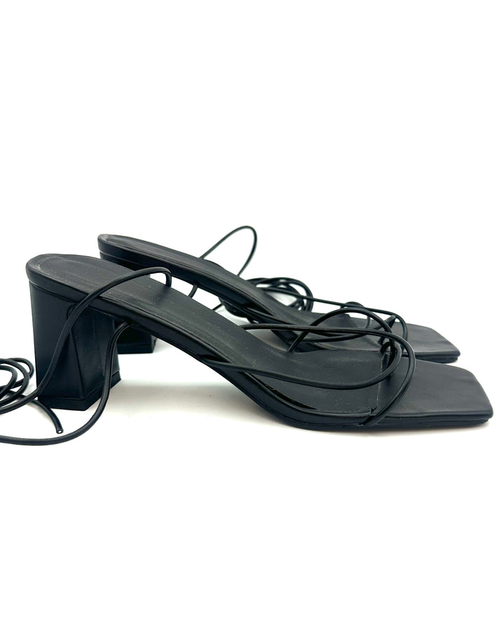 Black Strappy Sandals - Size 6- 10
