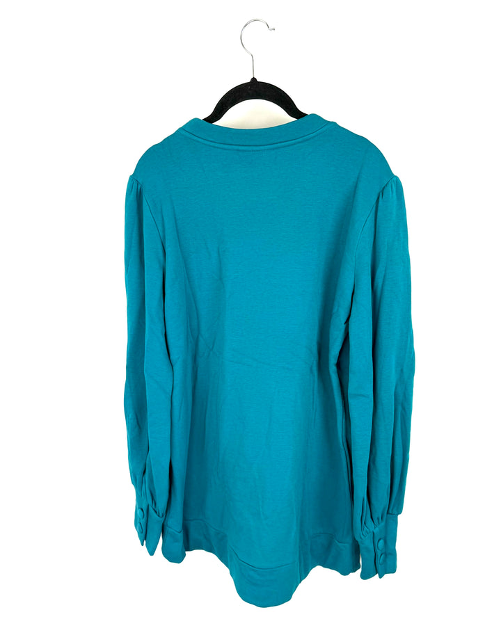 Teal Button Cuff Sweater - Size 6/8