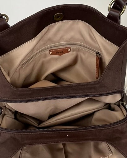 Brown Embroidered Shoulder Bag