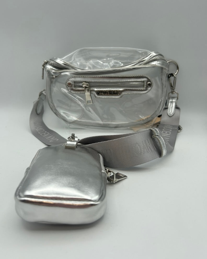 Clear With Silver Detailing Crossbody/Shoulder Bag