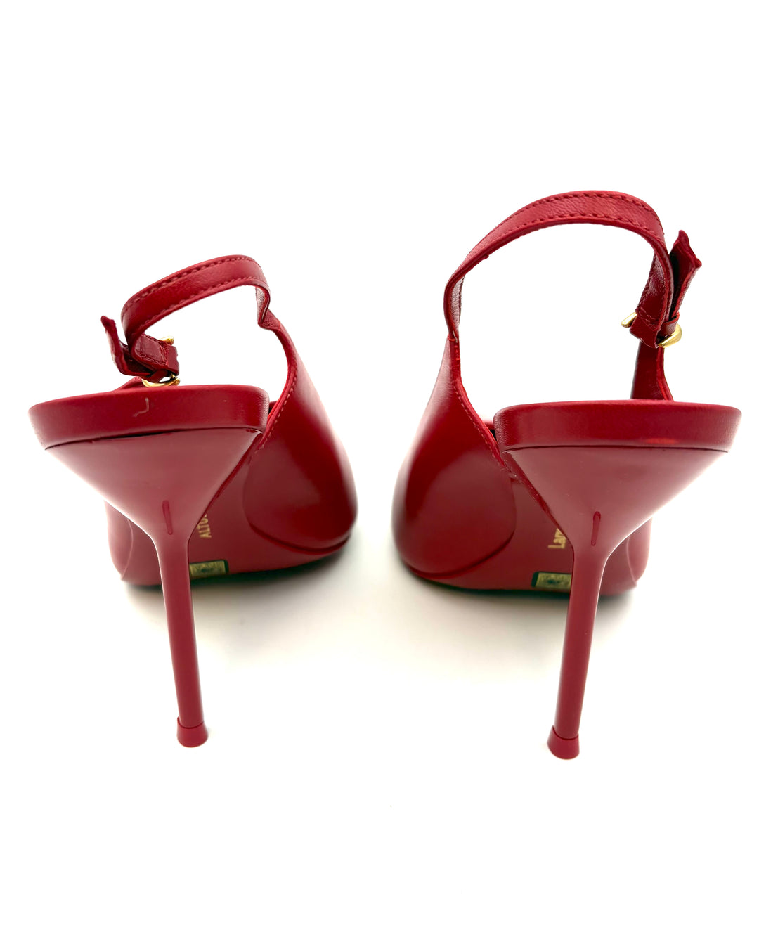 Red Leather Slingback Heels - Size 7