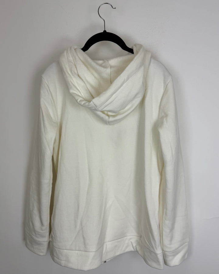White Striped Zip Up Jacket - Size 6/8