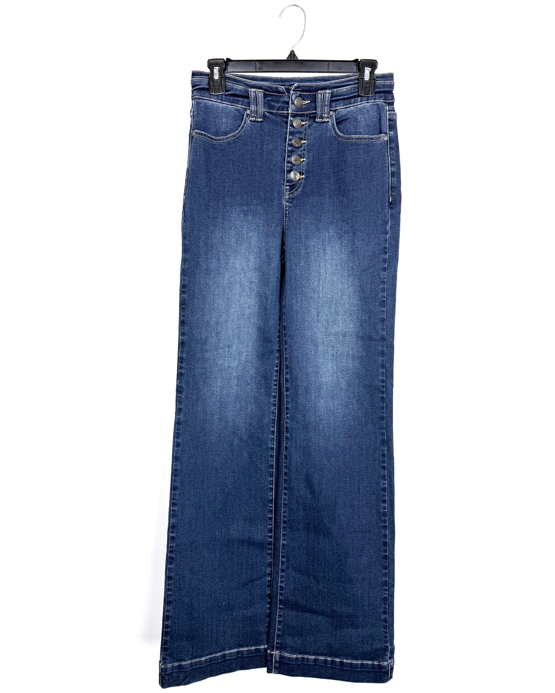 Dark-Wash Deep Indigo 5-Button Wide-Leg Jeans - Size 4/6