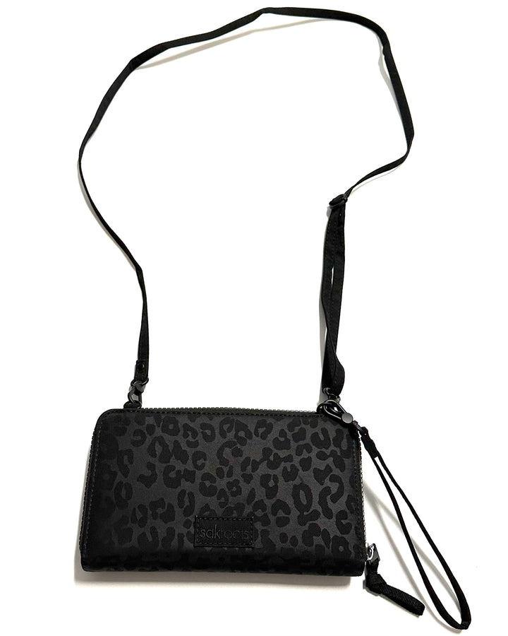 Black Leopard Print Wallet/Wristlet/Crossbody Bag