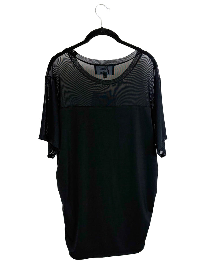 Black Short Sleeve Mesh Top - 2X