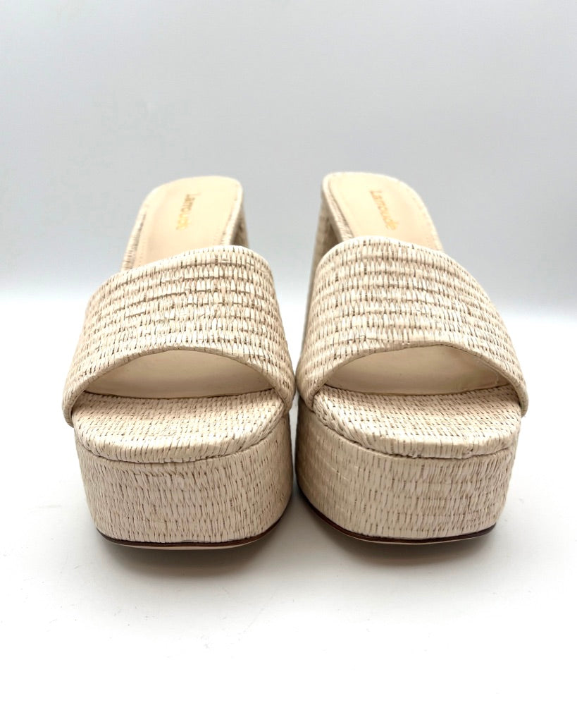 Tan Raffia Platform Mule - Size 6.5