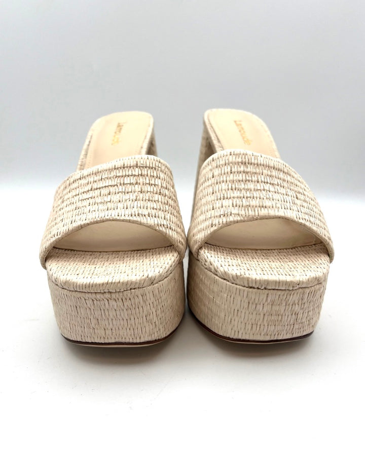 Tan Raffia Platform Mule - Size 6.5