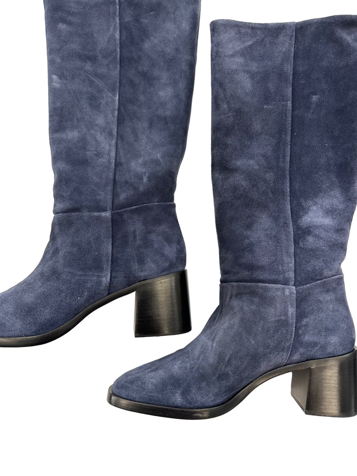 Navy Blue Suede Boots - Size 11