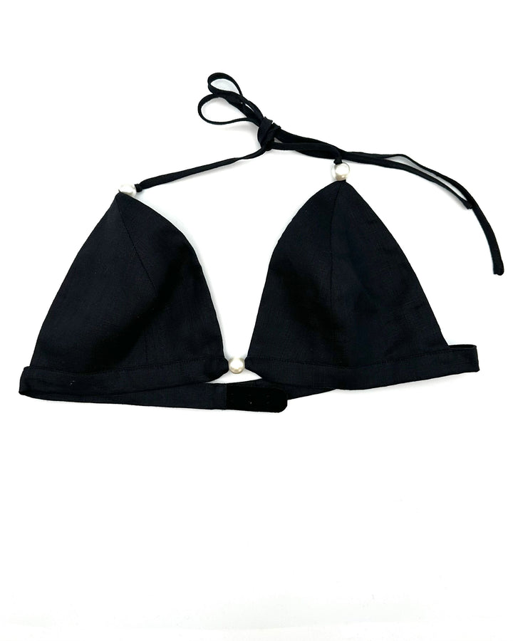 Black Pearl Detail Bra Top - Size 4/6