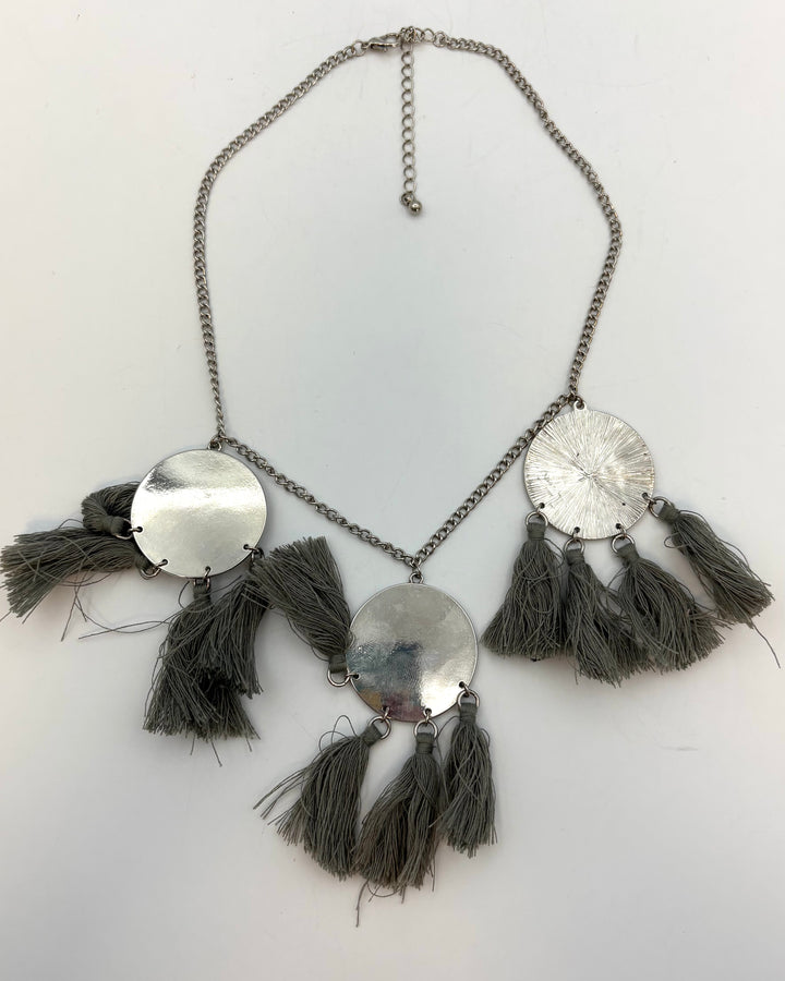 Gray Fringe Necklace