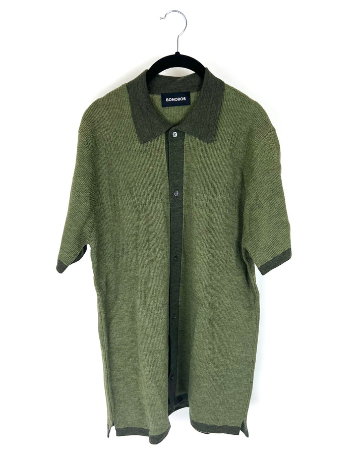 Two Toned Green Short Sleeve Top - Medium