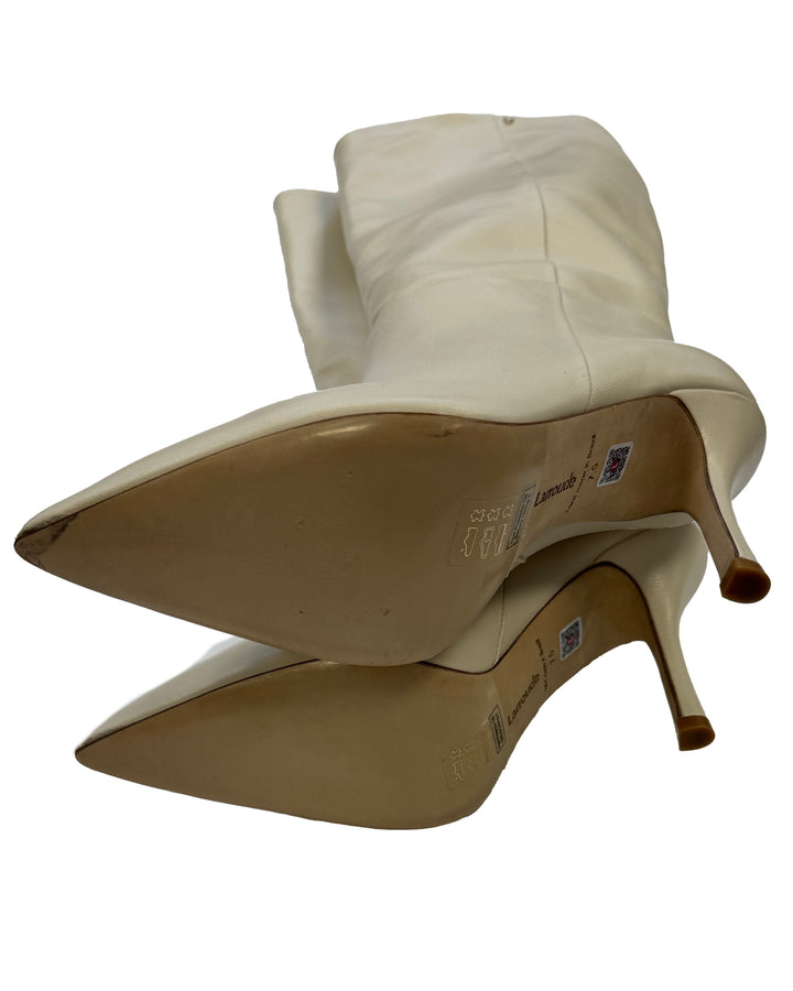 Ivory Pointed Toe Boots - Size 5.5, 7, 7.5, 8.5, 10