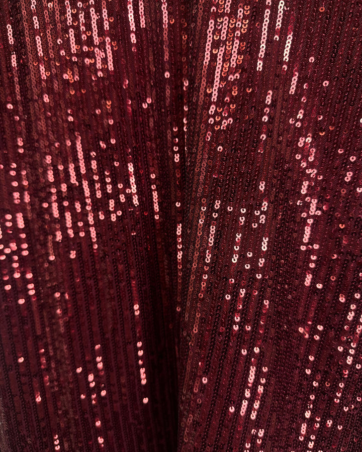 Maroon V-Neck Sequin Shirt - Size 6/8