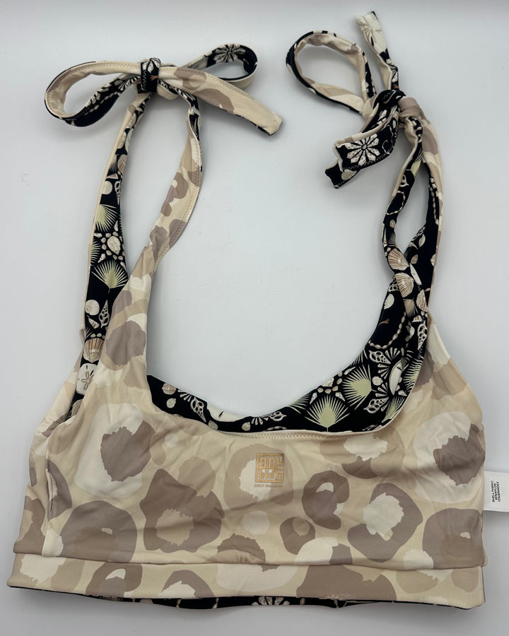 Black Seashell Print Reversible Swim Top - XXS, S, XL