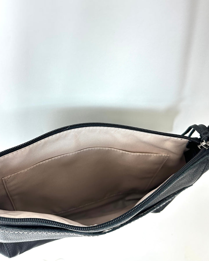Black Leather Adjustable Strap Bag