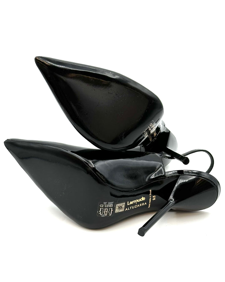 Black Patent Leather Slingback Heel - Size 6.5 - 10