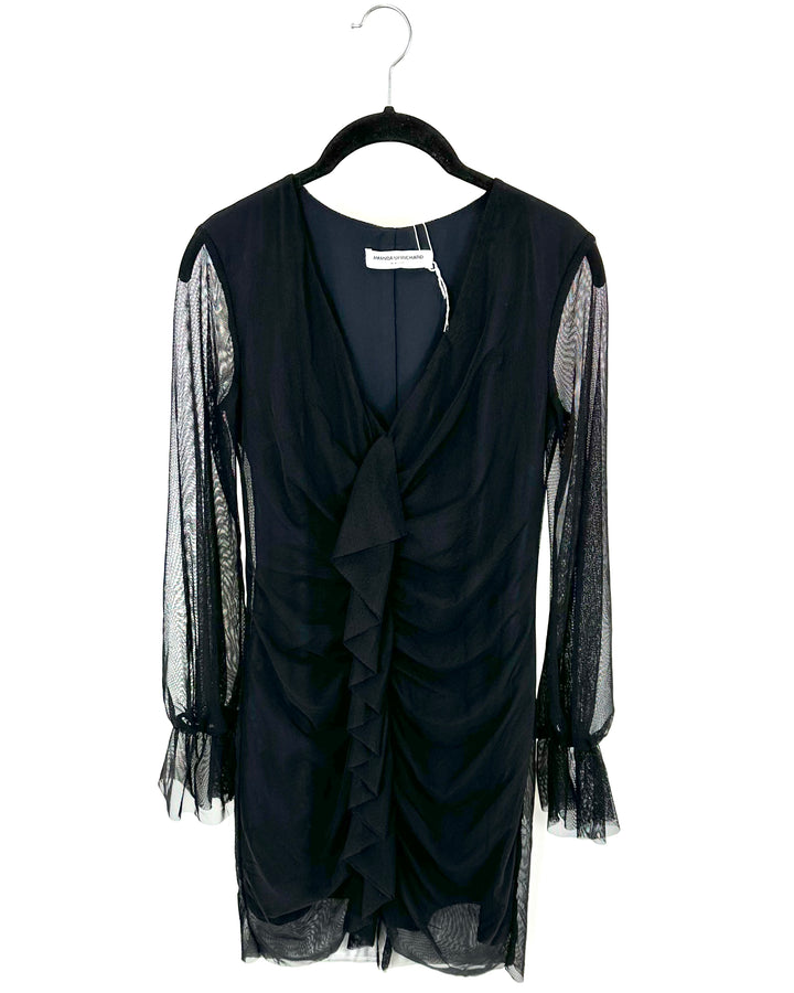 Black Mesh Mini Dress - Size 0/2