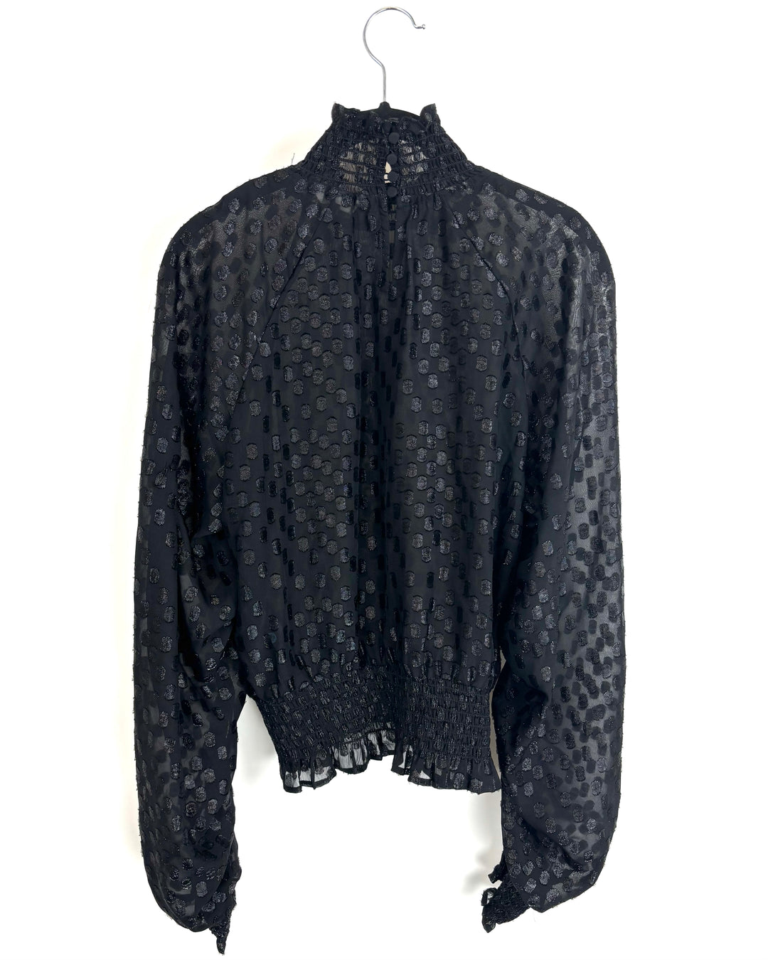 Sheer Black Polka Dot Blouse - Size 4/6
