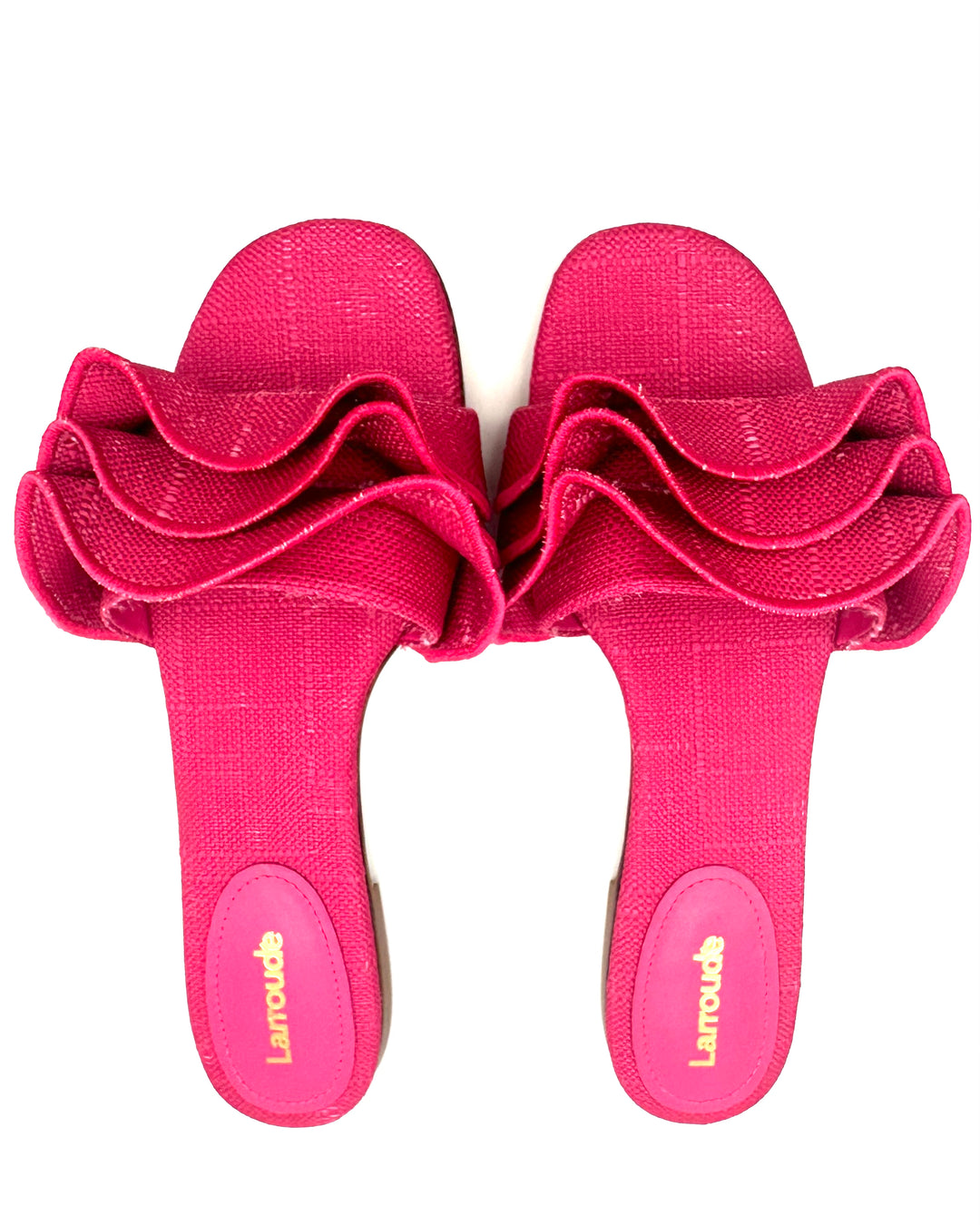 Pink Raffia Ruffle Sandal - Size 6.5