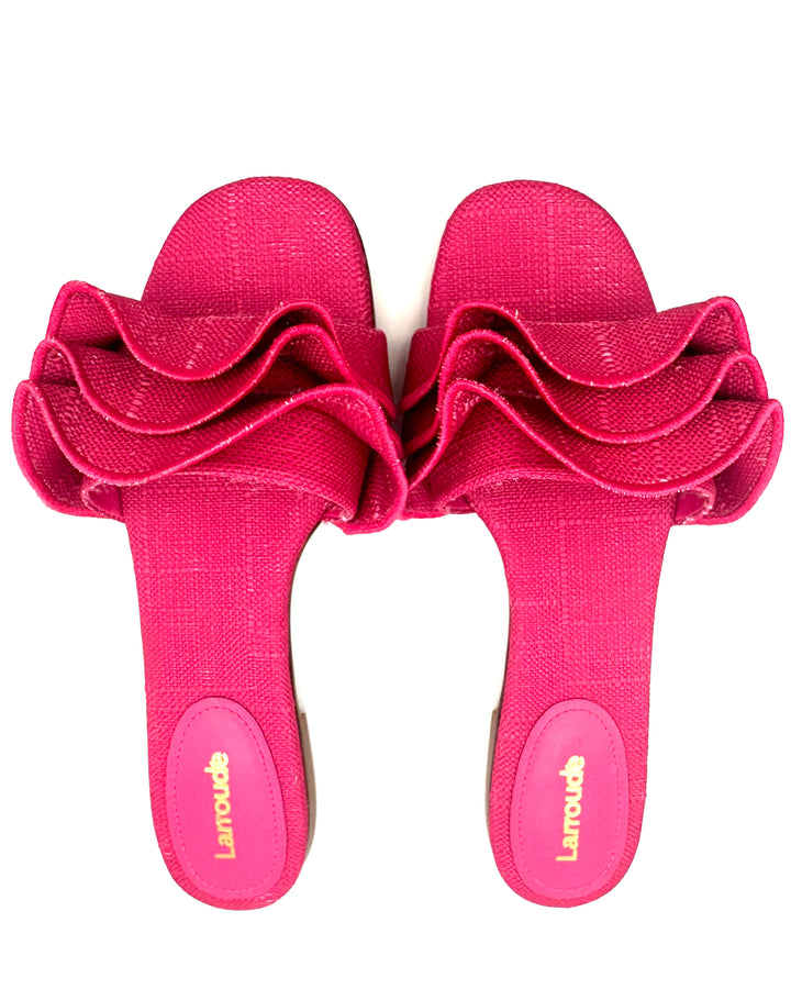 Pink Raffia Ruffle Sandal - Size 6.5