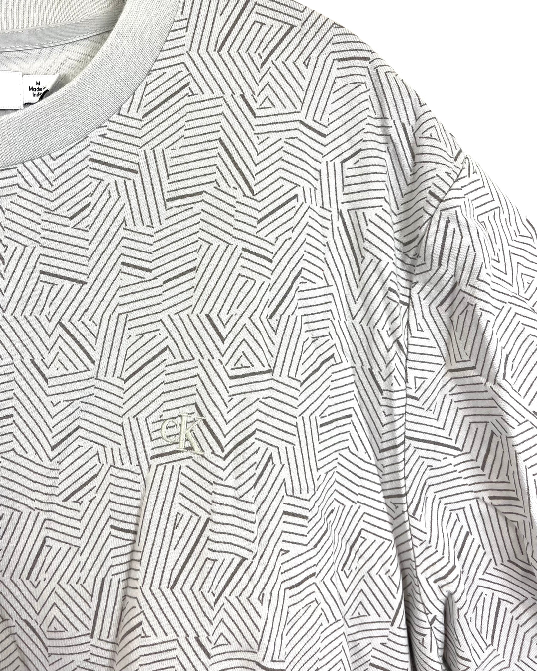 MENS Grey Linear Abstract T-Shirt - Medium