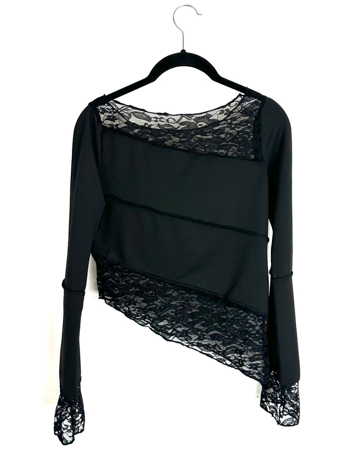Black Lace Detail Top - Small