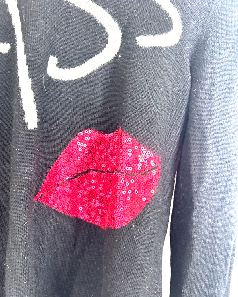 Alice and Olivia Black Lips Sweater - Extra Small