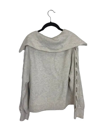 Beige V-Neck Sweater with Cut-Out Arm Detailing- Size 2/4