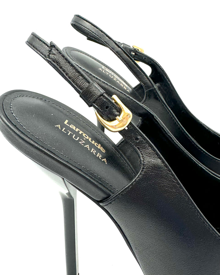 Black Leather Stiletto Heel - Size 6 and 8