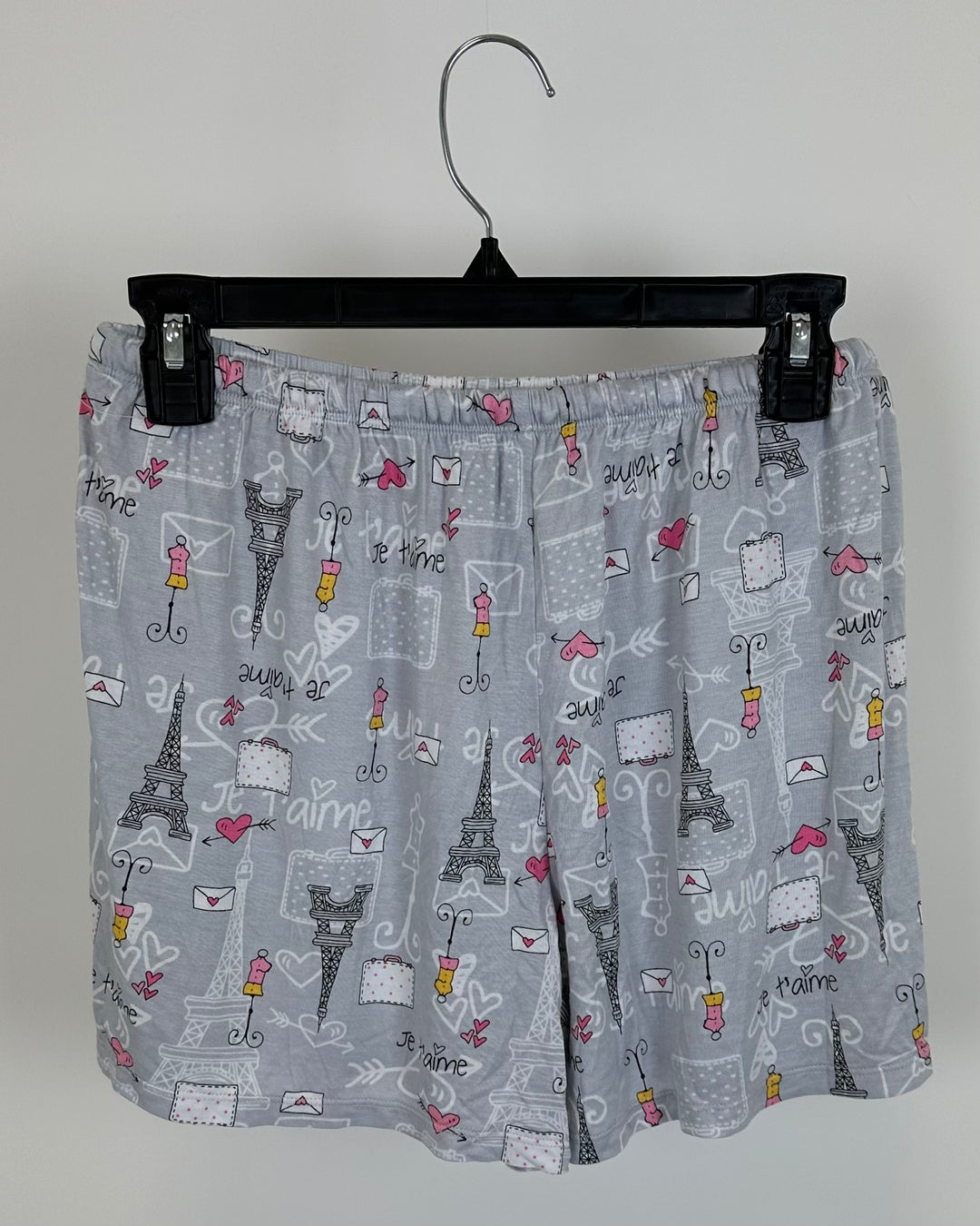 Gray Paris Print Pajama Shorts - Size 4/6