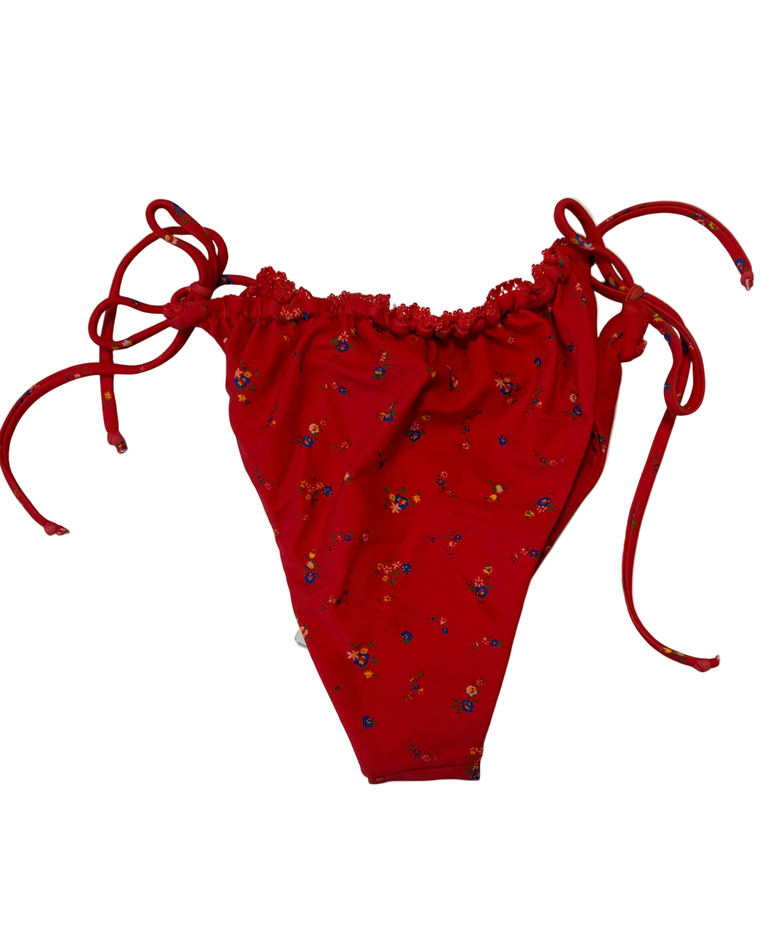Red floral tie bottoms - XS
