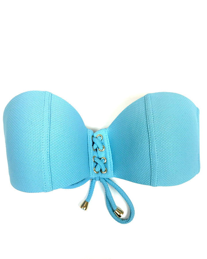 Sky Blue Textured Convertible Bikini Top - Size S, L