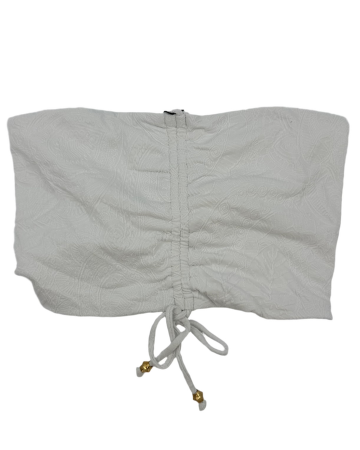 White Embossed Bandeau Bikini Top -  XS, L, XL, XXL