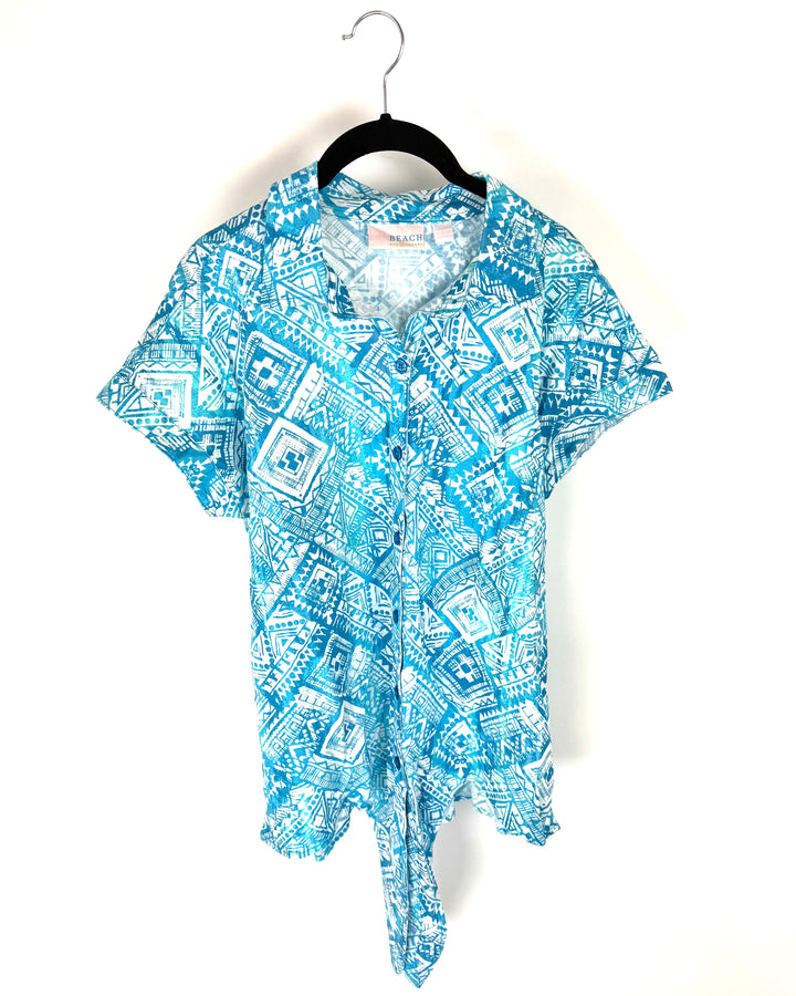 Blue Abstract Print Top - Size 6/8