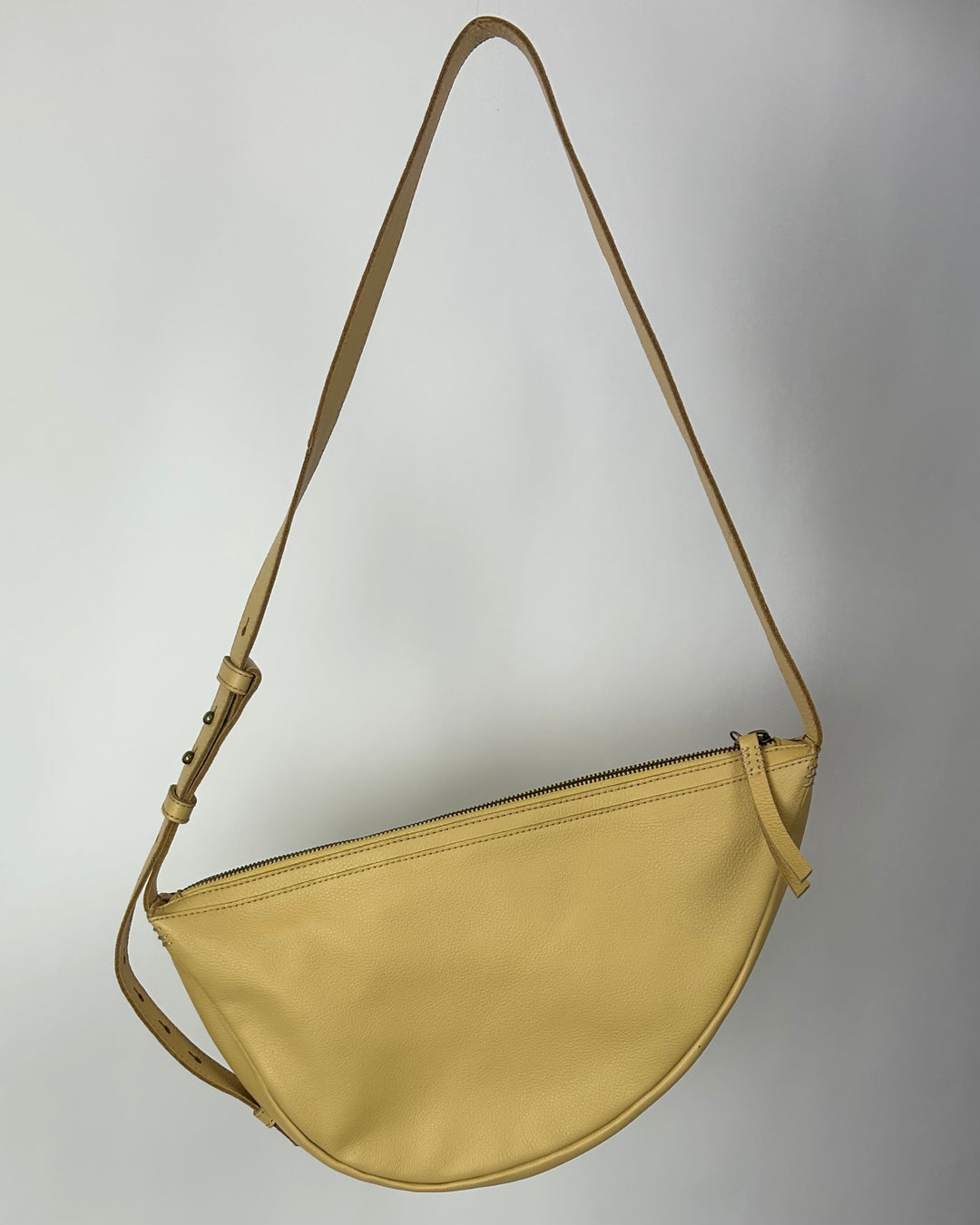 Yellow Leather Crescent Shoulder Bag