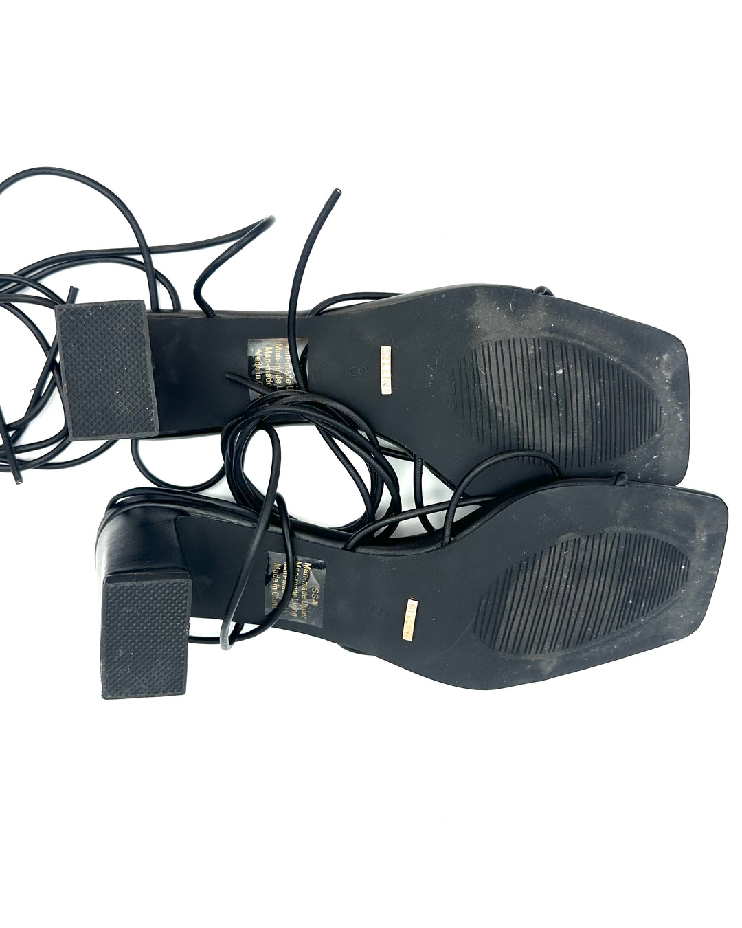 Black Strappy Sandals - Size 6- 10